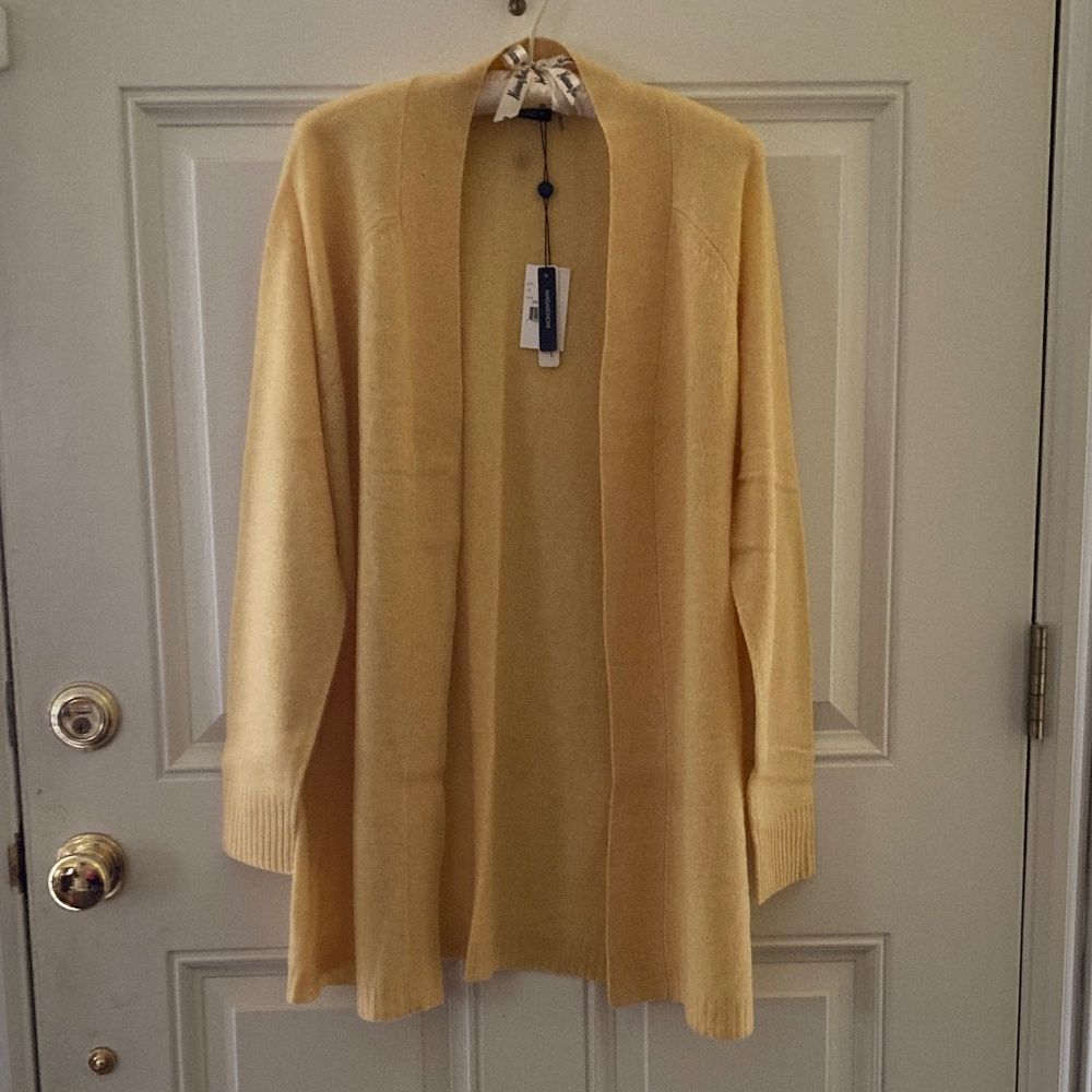 Magaschoni 100% Cashmere Lightweight Open Cardigan/Amber Light/L/PF 18597/NWT!!!